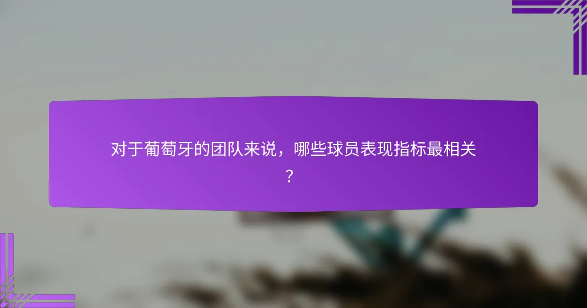 对于葡萄牙的团队来说，哪些球员表现指标最相关？