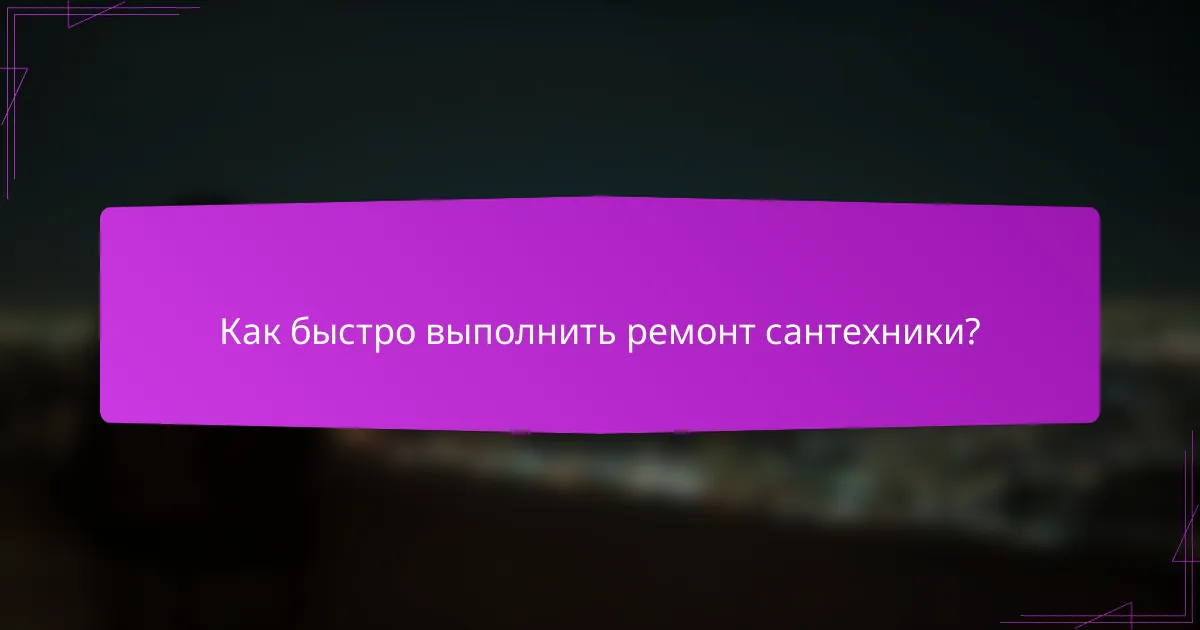 Как быстро выполнить ремонт сантехники?