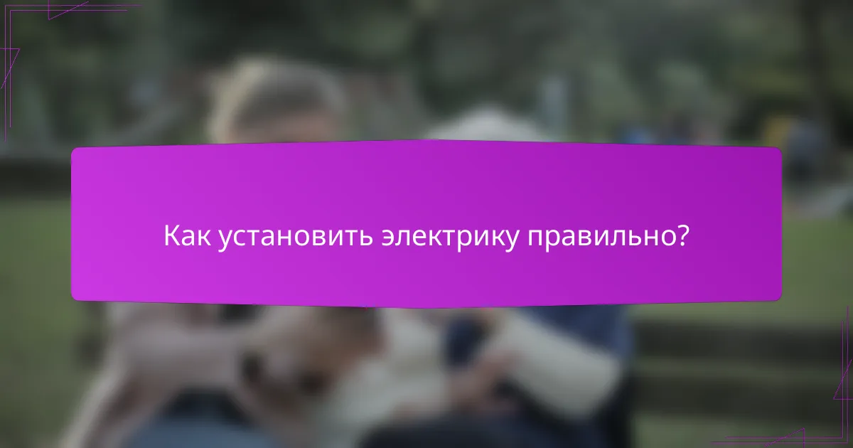 Как установить электрику правильно?