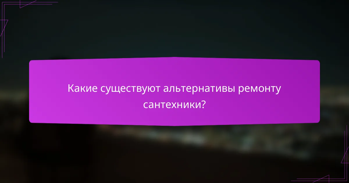 Какие существуют альтернативы ремонту сантехники?