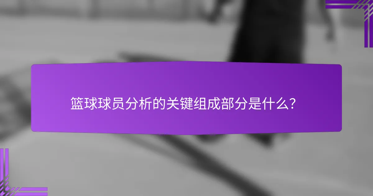 篮球球员分析的关键组成部分是什么?