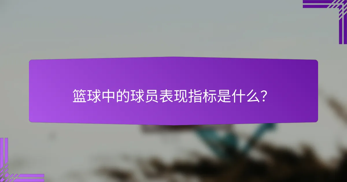 篮球中的球员表现指标是什么？